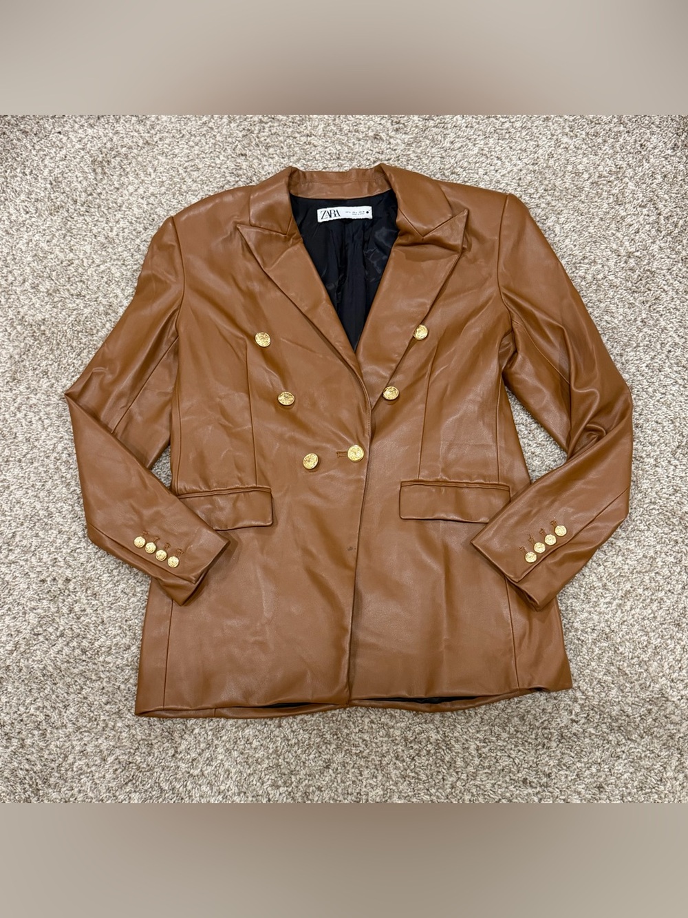 Zara brown chic leather blazer